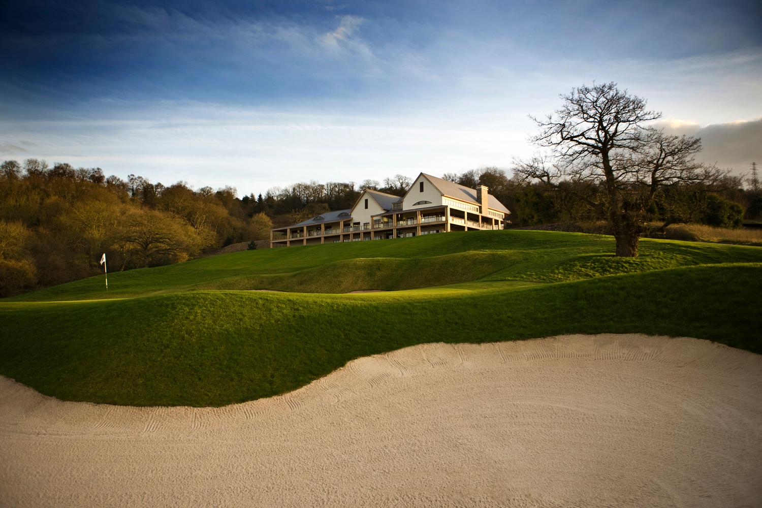 The Celtic Manor Resort in Wales half way house overlooking the course