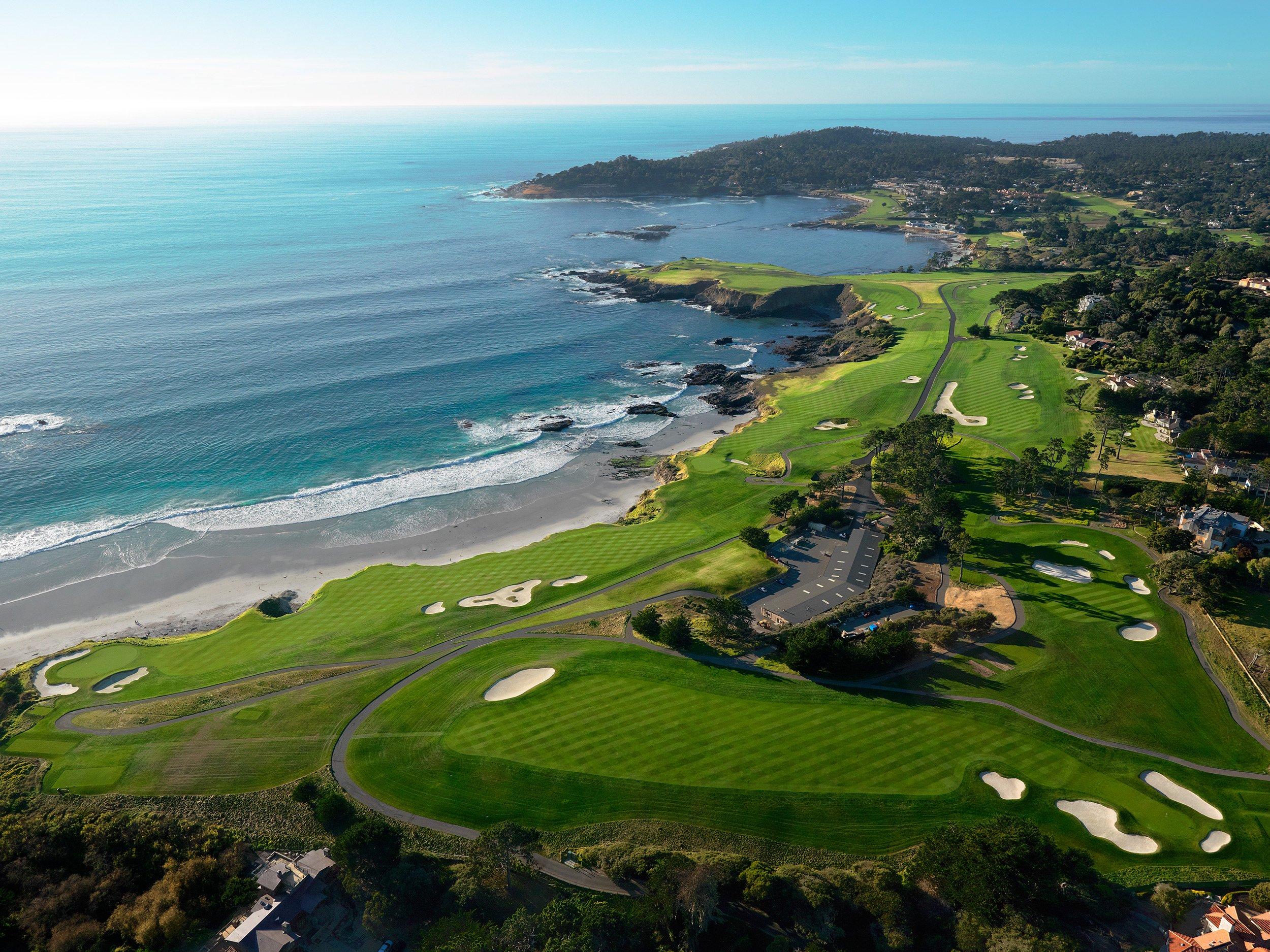 Overhead view of a well maintained coastal fairway