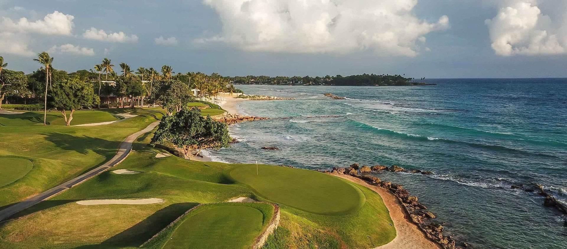 A coastal green with ocean views