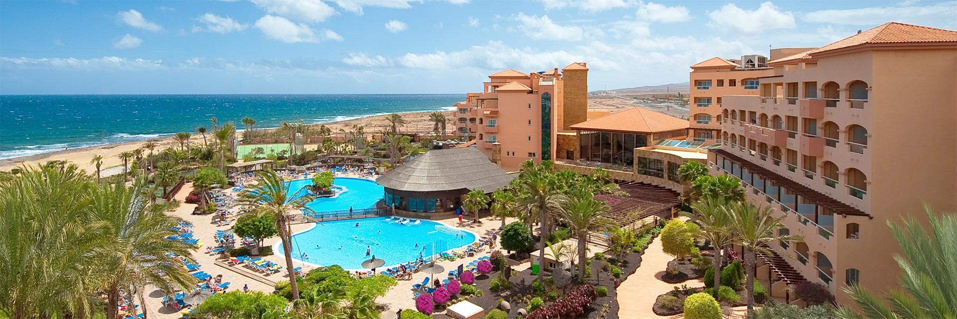 Aerial view of the resort with sea views