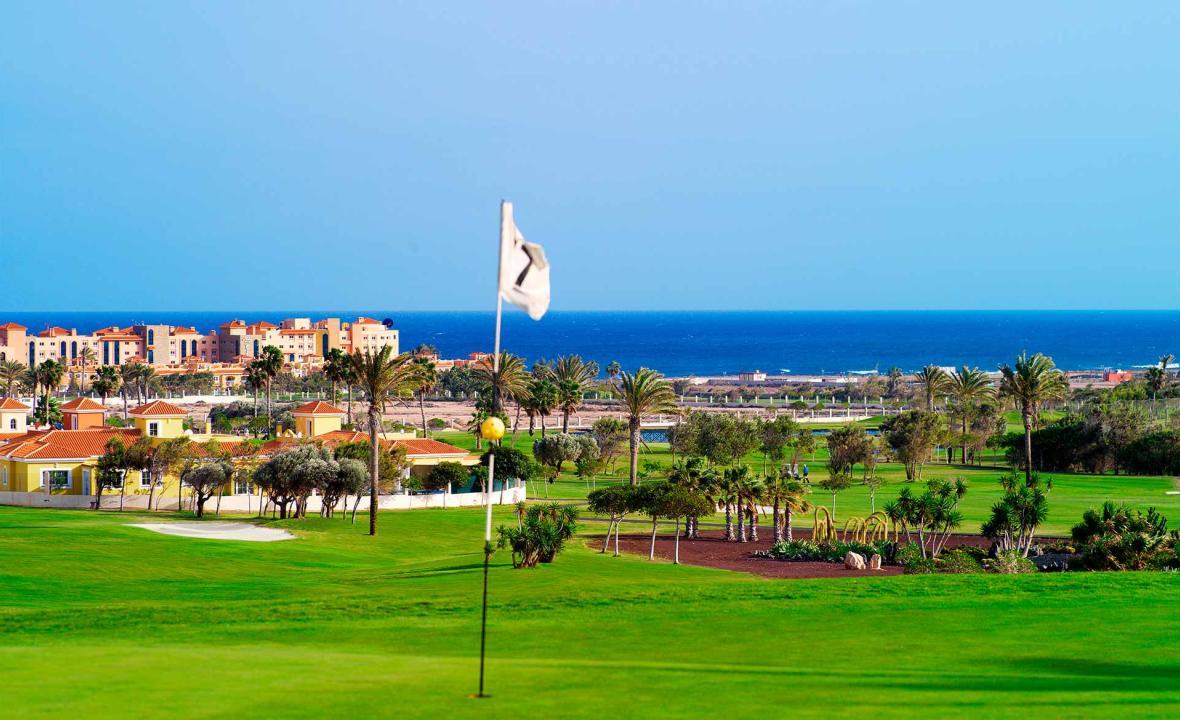 View of the resort and the sea from the 7th green