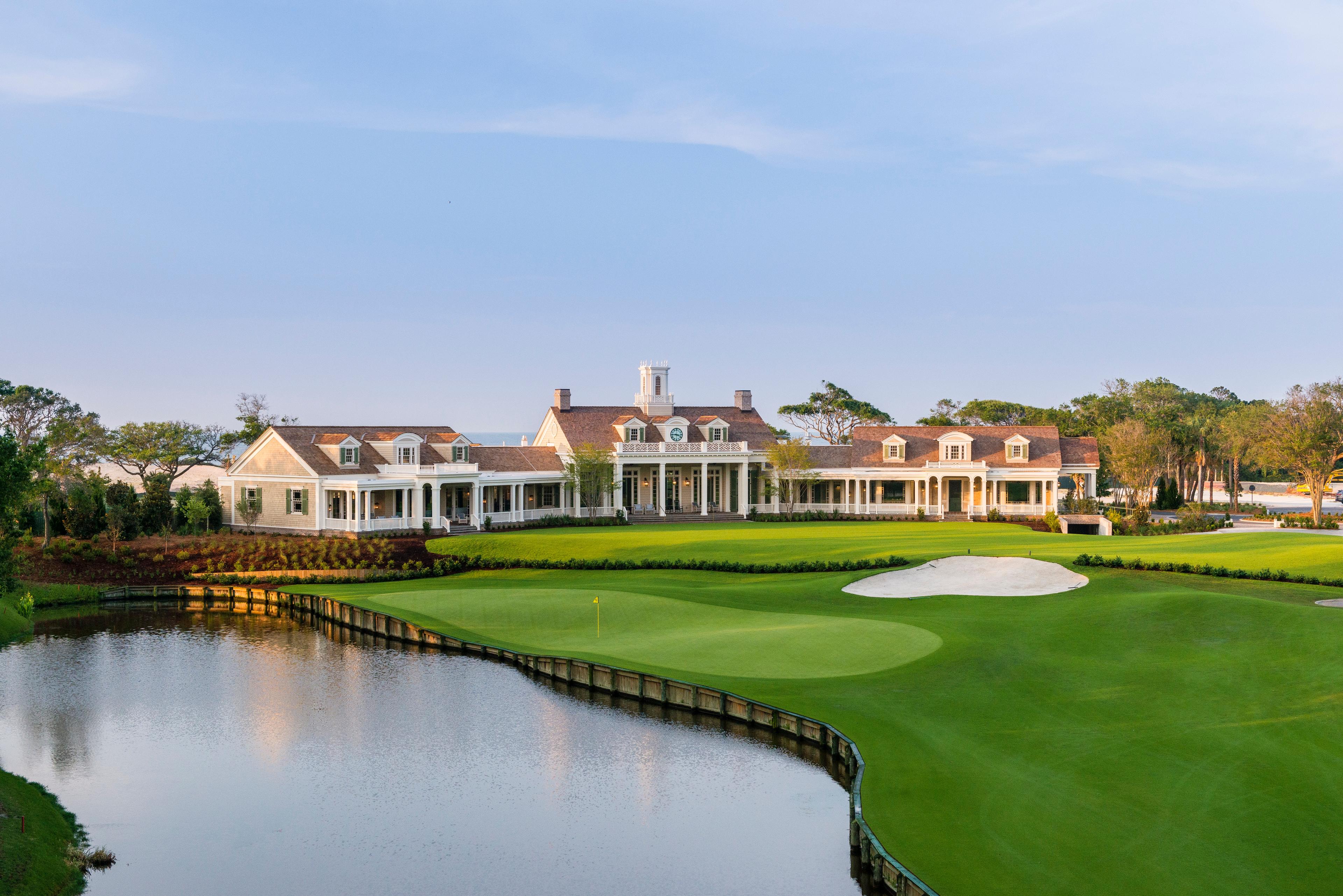 Panoramic view of the clubhouse overlooking the course at Kiawah Island Golf Resort