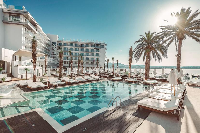 Panoramic view of the outdoor pool at Amare Beach Hotel Ibiza